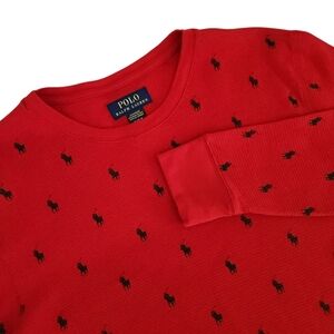 POLO RALPH LAUREN Red Thermal Knit Sleepwear Top Medium